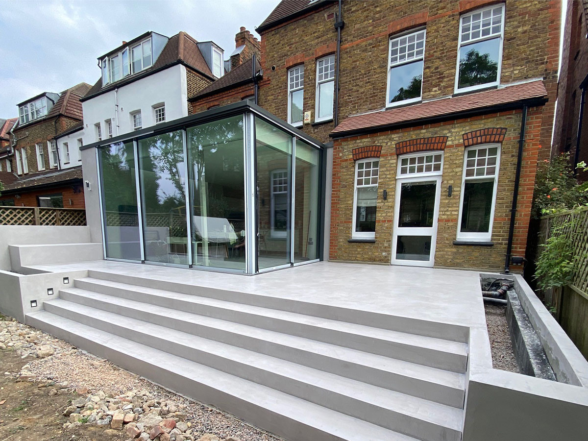 Patio Steps and Planters by Polished Concrete Specialists in Streatham London