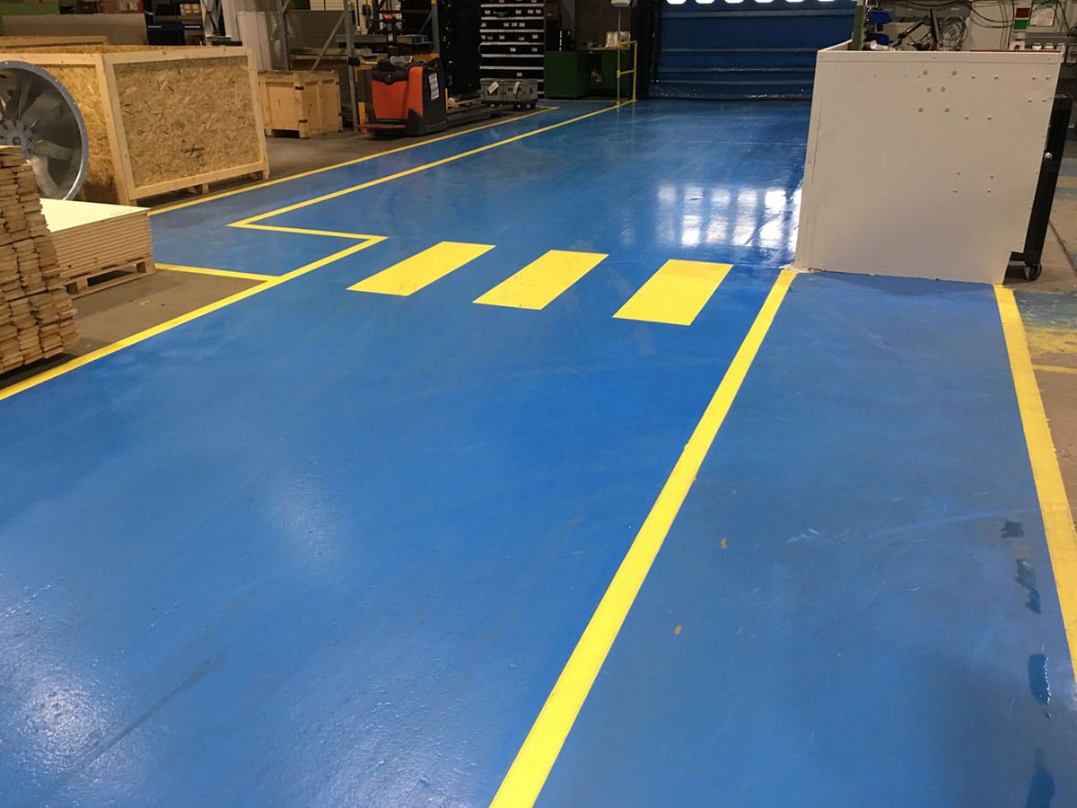 Industrial Epoxy Resin Flooring from Polished Concrete Specialists Flowcrete at Flakt Woods Factory
